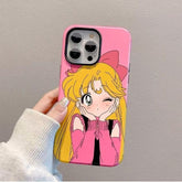 Bonita funda para teléfono Sailor Moon para iPhone, estilo brillante